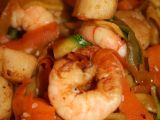 Recette Wok de crevettes et pétoncles au légumes sautés