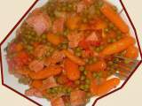 Recette Petits pois paysans à la soupe doignons/tomates et au jambon dépaule en gelée