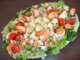 Recette Assiette de salade légère aux scampis, pastèque et melon