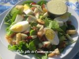 Recette Salade d'épinards et romaine, vinaigrette aux oufs
