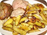 Recette Rôti de porc, oignons et pommes de terre au balsamique