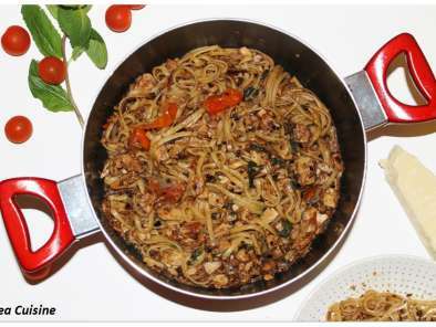 Recette One pot pasta : linguine tapenade, thon, tomates cerises