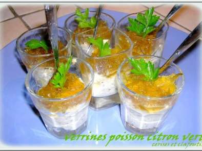Recette Mini verrines poisson au citron vert et mini verrines tomato-banane sauce chocolat