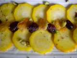 Recette Carpaccio de courgettes jaunes, cranberries et tuiles au parmesan