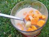 Recette Kolak: soupe froide de lait de coco à la patate douce et à la banane!!!