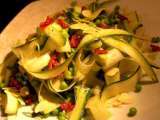 Recette Salade de courgettes aux amandes et petits pois